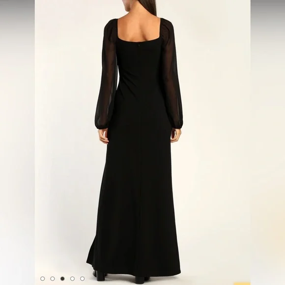 Lulu’s Oh The Drama Black Balloon Sleeve V-Neck Maxi Dress in Black Size Small - Picture 3 of 14
